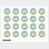 Sticker Rond Lapin de Pâques heureux (Feuille)