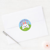 Sticker Rond Lapin de Pâques heureux (Enveloppe)