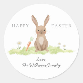 Sticker Rond Lapin de Pâques joyeux