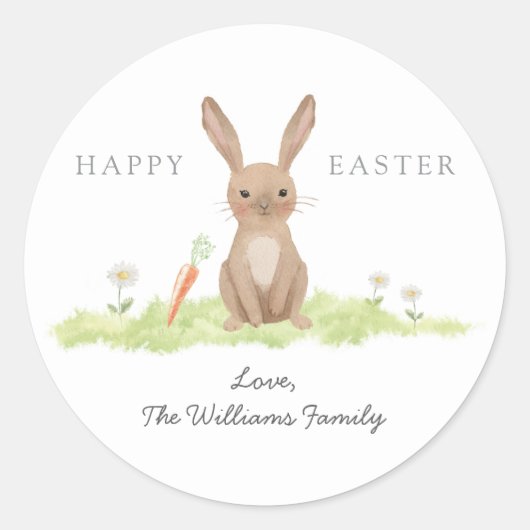 Sticker Rond Lapin de Pâques joyeux (Devant)