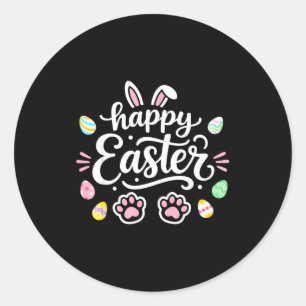 Sticker Rond Lapin de Pâques joyeux pour filles garçons enfants