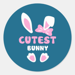 Sticker Rond Lapin de Pâques le plus mignon Lapin le plus migno