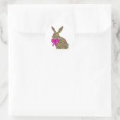 Sticker Rond Lapin de Pâques Leopard Plaid Buffalo Rabbit de Pâ (Sac)