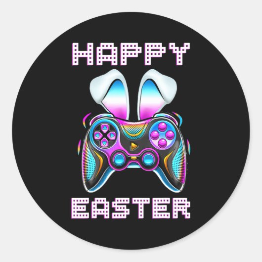 Sticker Rond Lapin de Pâques Manette de jeu vidéo Joueur Bo (Devant)