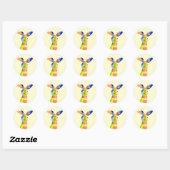 Sticker Rond Lapin de Pâques mignon (Feuille)