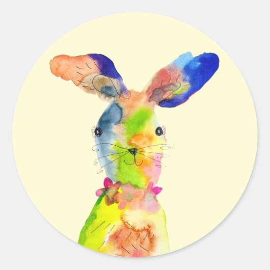 Sticker Rond Lapin de Pâques mignon (Devant)