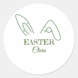 Sticker Rond lapin de Pâques oreilles de lapin ajoutez nom text
