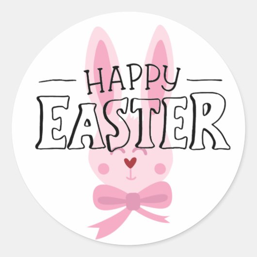 Sticker Rond Lapin de Pâques rose (Devant)