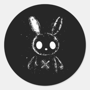 Sticker Rond Lapin déplaisant Met Lapin Alt Goth Grunge Horreur