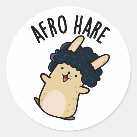 Sticker Rond Lapin Drôle De Lièvre Afro Avec Pun Afro (Devant)