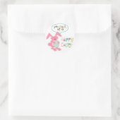 Sticker Rond Lapin drôle et Oeufs Pâques (Sac)