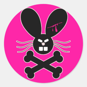 Sticker Rond Lapin Emo Méchant Os de la Croix