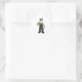 Sticker Rond Lapin en fermier avec carotte et Casquette (Sac)