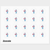 Sticker Rond Lapin en hiver avec Écharpe (Feuille)