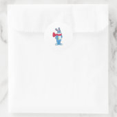 Sticker Rond Lapin en hiver avec Écharpe (Sac)