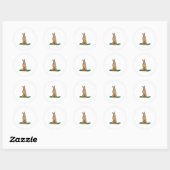 Sticker Rond Lapin en Snowboard avec Snowboard (Feuille)