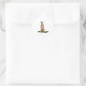 Sticker Rond Lapin en Snowboard avec Snowboard (Sac)