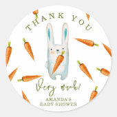 Sticker Rond Lapin et carottes - merci beaucoup (Devant)