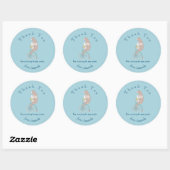 Sticker Rond Lapin et ours en Whimsical équitation d'un Merci à (Feuille)