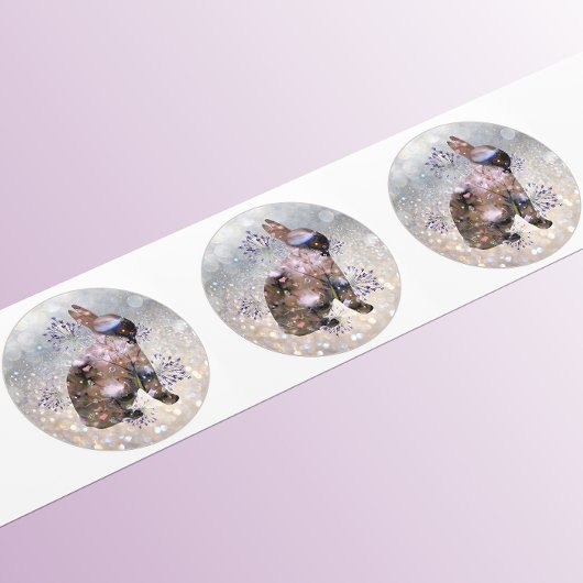 Sticker Rond Lapin Floral