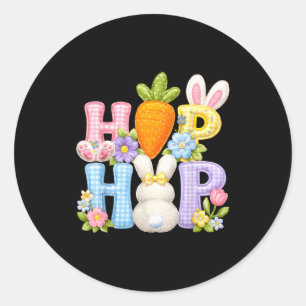 Sticker Rond Lapin floral patchwork Pâques jour hip hop printem