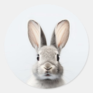 Sticker Rond Lapin Gris Bébé