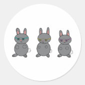 Sticker Rond Lapin gris portant des lunettes (Devant)