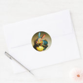 Sticker Rond lapin jouet et oeuf jaune pâle (Enveloppe)