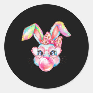 Sticker Rond Lapin Lapin Brillant Bubble Happy Pâques mignonett