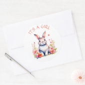 Sticker Rond Lapin lapin en fleurs C'est un Baby shower de fill (Enveloppe)