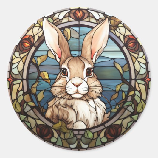 Sticker Rond Lapin lapin en verre doux (Devant)