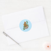 Sticker Rond Lapin Lapin Fleurs Roses (Enveloppe)