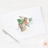Sticker Rond Lapin Lièvre Habillé Pour Noël (Enveloppe)