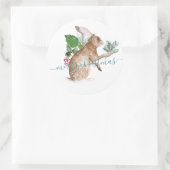 Sticker Rond Lapin Lièvre Habillé Pour Noël (Sac)