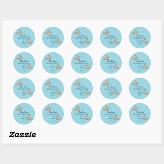 Sticker Rond Lapin mignon (Feuille)
