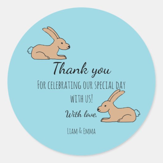 Sticker Rond Lapin mignon (Devant)