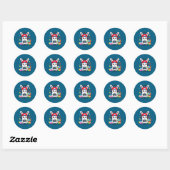 Sticker Rond Lapin mignon avec écouteurs jeu de Pâques (Feuille)