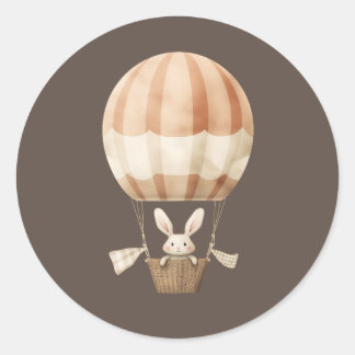 Sticker Rond Lapin mignon dans un ballon