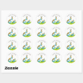 Sticker Rond Lapin Mignon Joyeuses Pâques (Feuille)