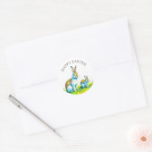 Sticker Rond Lapin Mignon Joyeuses Pâques (Enveloppe)