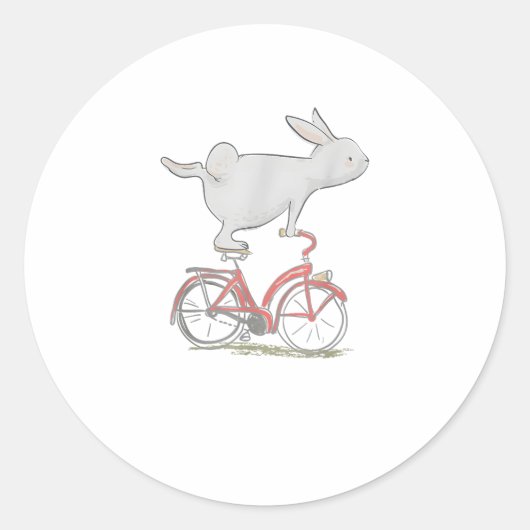 Sticker Rond Lapin Mignonne Sur Vélo _ Cyclisme _ Vélo & G (Devant)