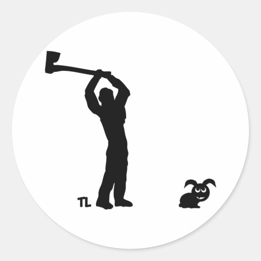 Sticker Rond lapin mort noir - bûcheron (Devant)
