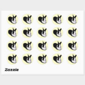 Sticker Rond Lapin noir et blanc (Feuille)
