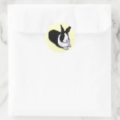 Sticker Rond Lapin noir et blanc (Sac)
