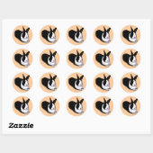 Sticker Rond Lapin noir et blanc (Feuille)
