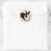 Sticker Rond Lapin noir et blanc (Sac)