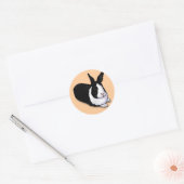 Sticker Rond Lapin noir et blanc (Enveloppe)
