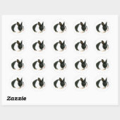 Sticker Rond Lapin noir et blanc (Feuille)