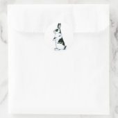 Sticker Rond Lapin : Noir et Blanc (Sac)