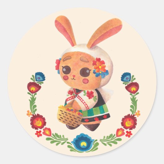Sticker Rond Lapin Polonais Fleur (Devant)